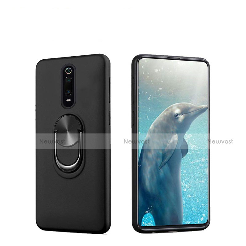 Ultra-thin Silicone Gel Soft Case Cover with Magnetic Finger Ring Stand T08 for Xiaomi Mi 9T Pro