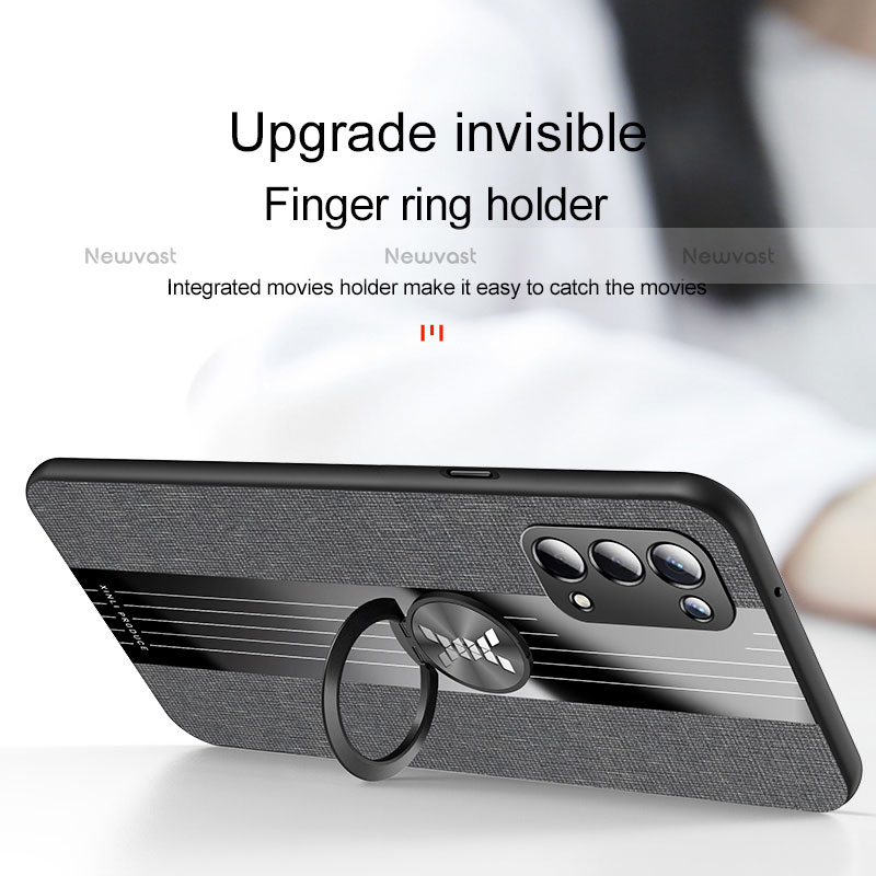 Ultra-thin Silicone Gel Soft Case Cover with Magnetic Finger Ring Stand X01L for OnePlus Nord N200 5G