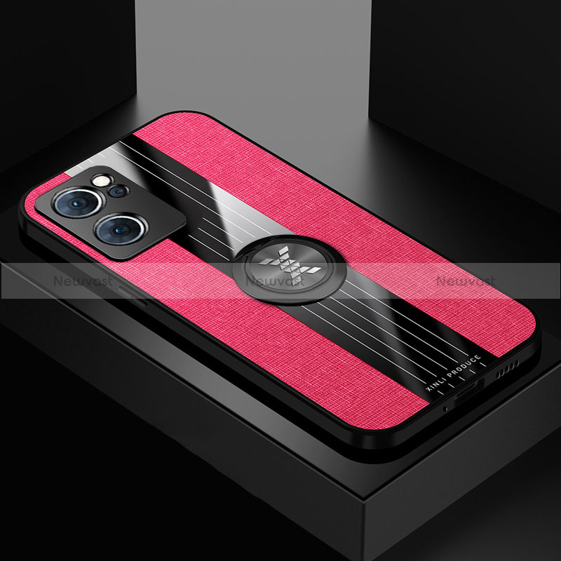 Ultra-thin Silicone Gel Soft Case Cover with Magnetic Finger Ring Stand X01L for Oppo Find X5 Lite 5G