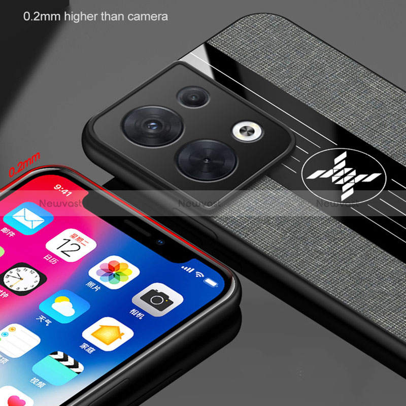 Ultra-thin Silicone Gel Soft Case Cover with Magnetic Finger Ring Stand X01L for Oppo Reno9 5G