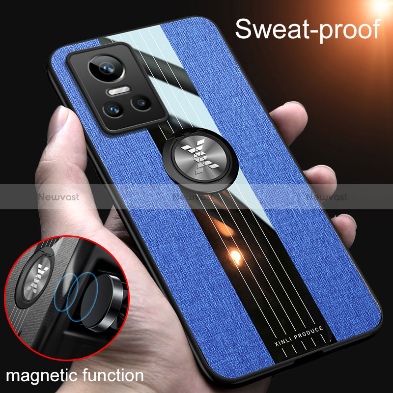 Ultra-thin Silicone Gel Soft Case Cover with Magnetic Finger Ring Stand X01L for Realme GT Neo3 5G