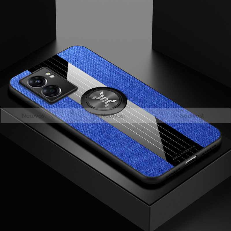 Ultra-thin Silicone Gel Soft Case Cover with Magnetic Finger Ring Stand X01L for Realme V23 5G