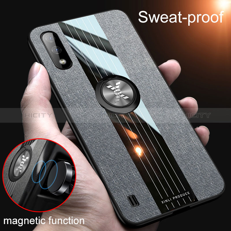 Ultra-thin Silicone Gel Soft Case Cover with Magnetic Finger Ring Stand X01L for Samsung Galaxy A01 SM-A015