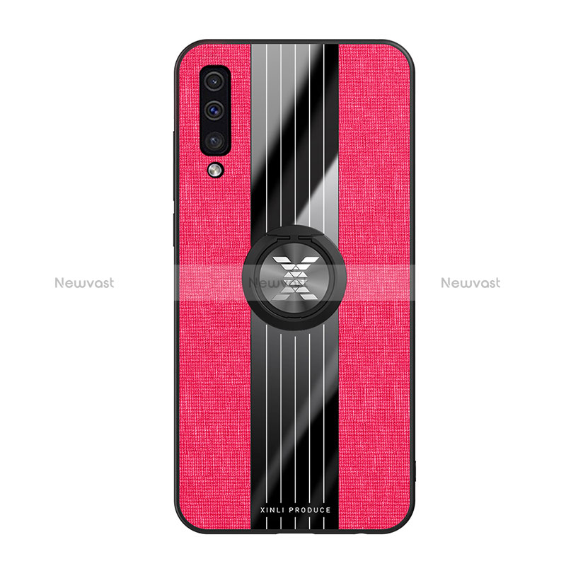 Ultra-thin Silicone Gel Soft Case Cover with Magnetic Finger Ring Stand X01L for Samsung Galaxy A50