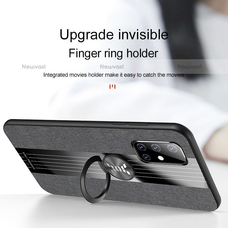 Ultra-thin Silicone Gel Soft Case Cover with Magnetic Finger Ring Stand X01L for Samsung Galaxy A51 4G