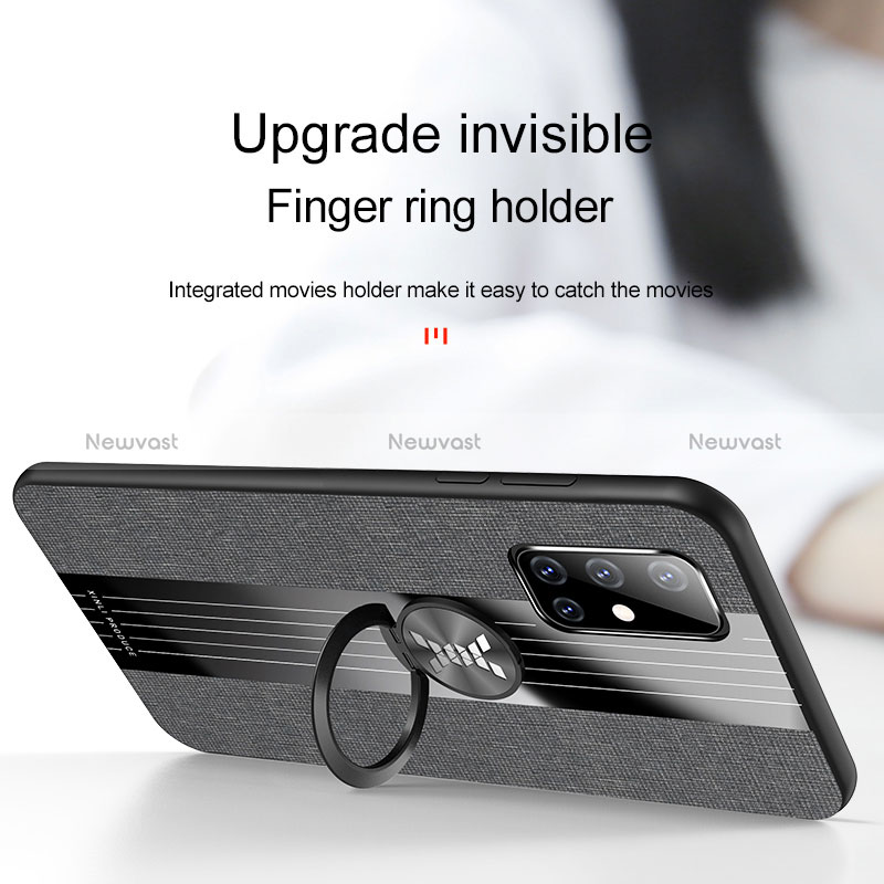 Ultra-thin Silicone Gel Soft Case Cover with Magnetic Finger Ring Stand X01L for Samsung Galaxy M40S
