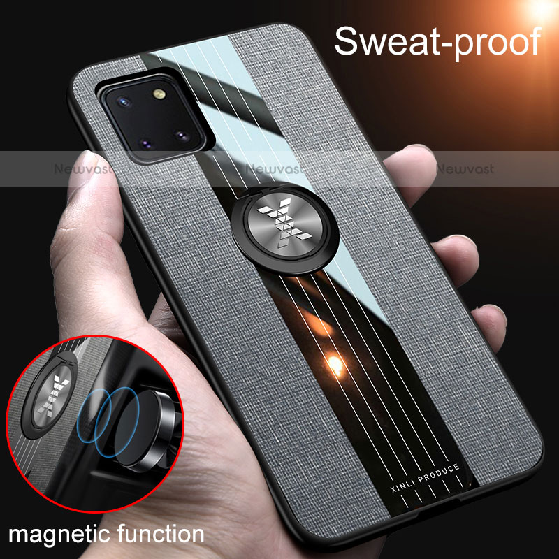 Ultra-thin Silicone Gel Soft Case Cover with Magnetic Finger Ring Stand X01L for Samsung Galaxy Note 10 Lite