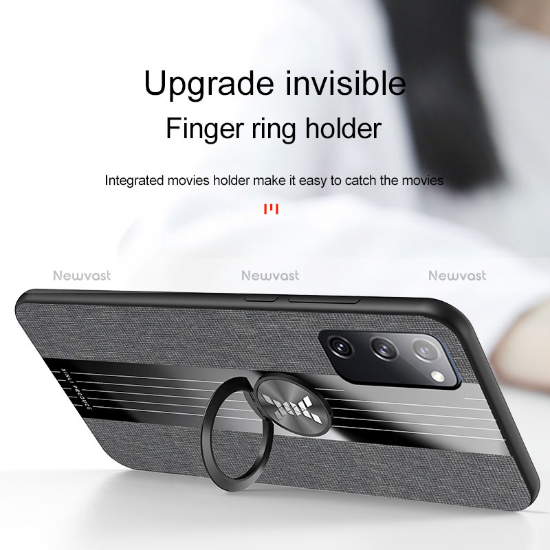 Ultra-thin Silicone Gel Soft Case Cover with Magnetic Finger Ring Stand X01L for Samsung Galaxy S20 FE (2022) 5G