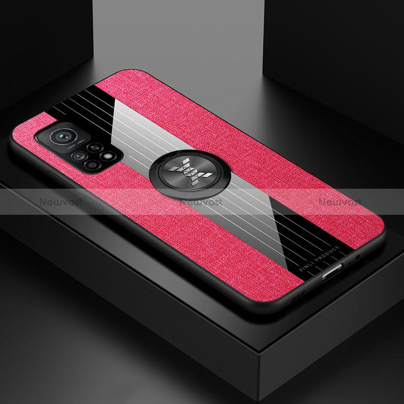 Ultra-thin Silicone Gel Soft Case Cover with Magnetic Finger Ring Stand X01L for Xiaomi Mi 10T Pro 5G