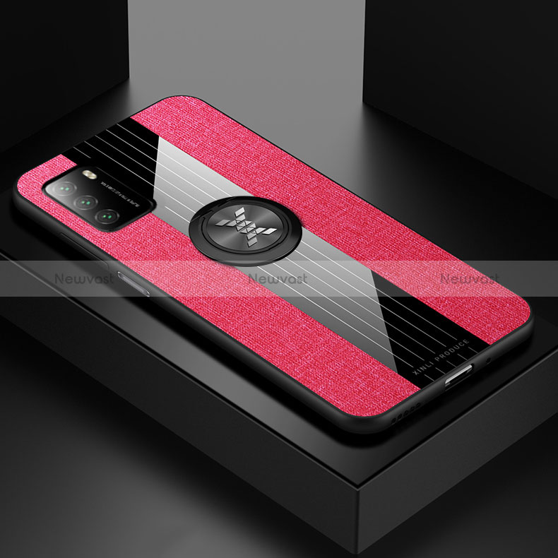 Ultra-thin Silicone Gel Soft Case Cover with Magnetic Finger Ring Stand X01L for Xiaomi Poco M3