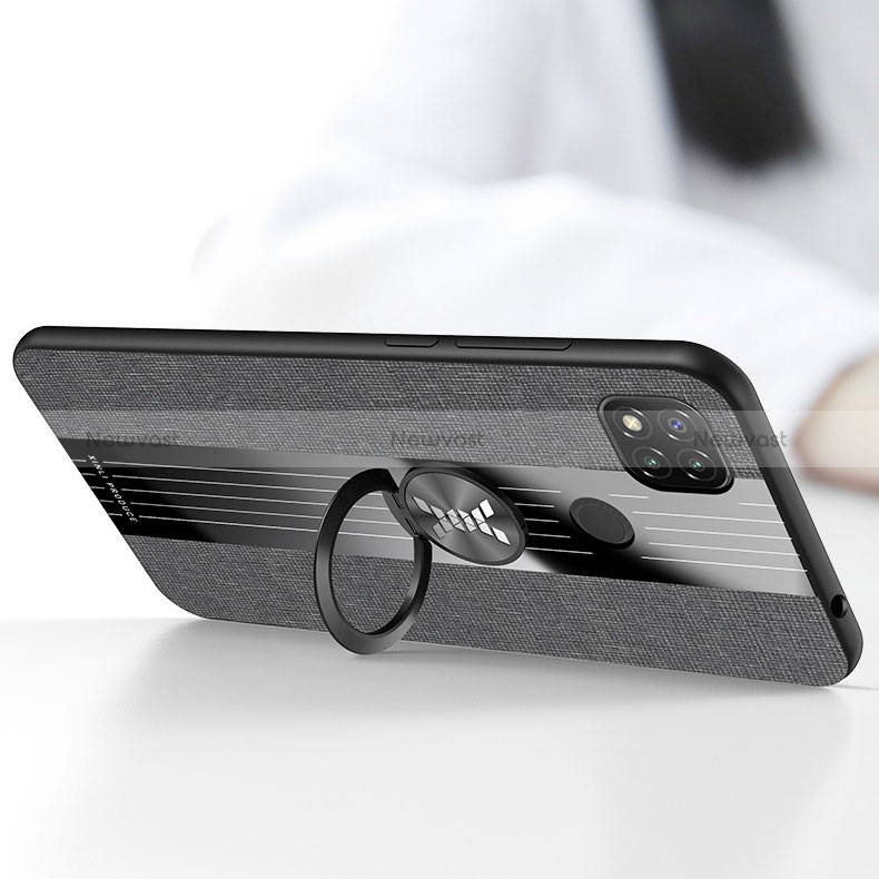 Ultra-thin Silicone Gel Soft Case Cover with Magnetic Finger Ring Stand X01L for Xiaomi Redmi 10A 4G