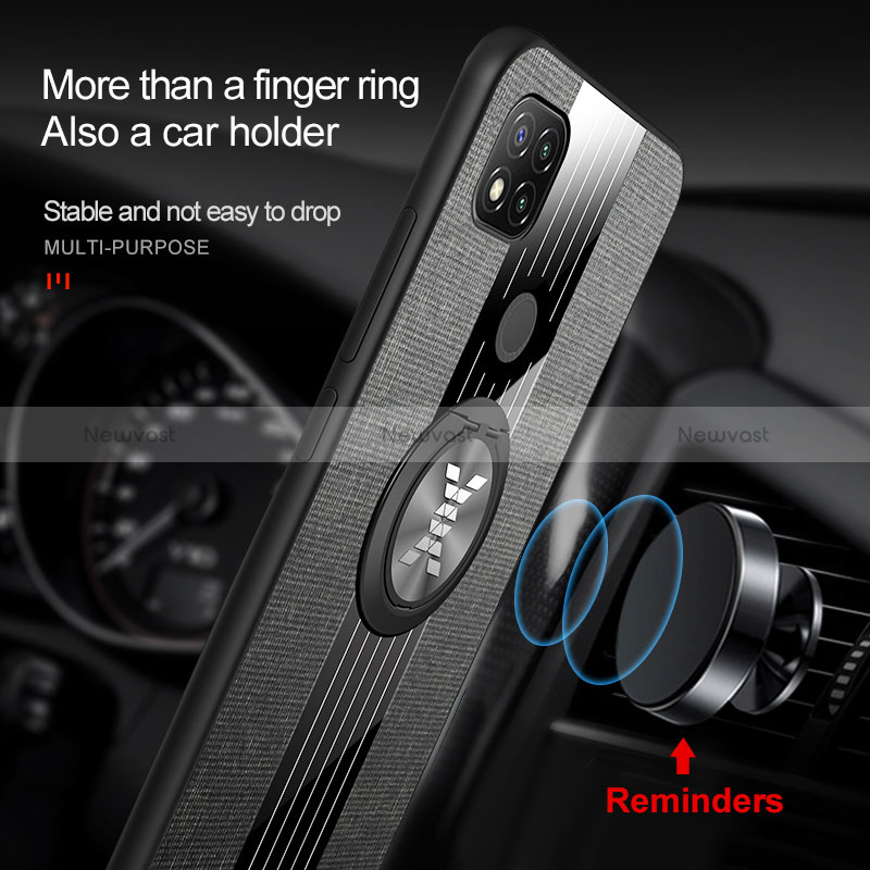 Ultra-thin Silicone Gel Soft Case Cover with Magnetic Finger Ring Stand X01L for Xiaomi Redmi 10A 4G