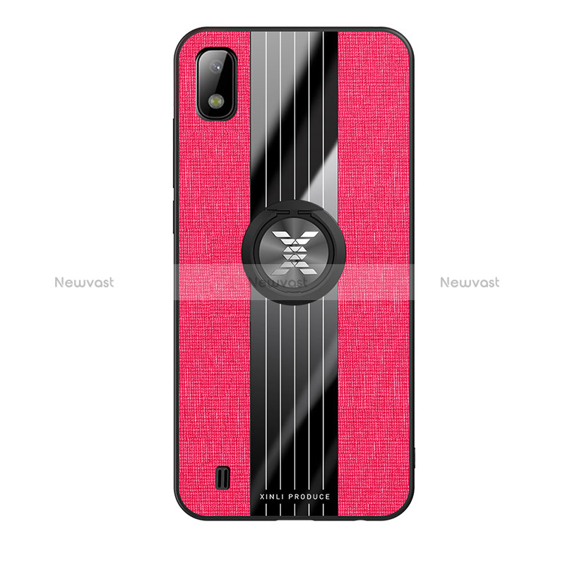Ultra-thin Silicone Gel Soft Case Cover with Magnetic Finger Ring Stand X02L for Samsung Galaxy A10 Red
