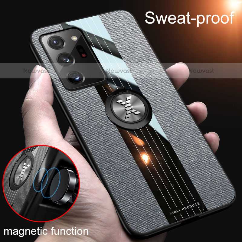 Ultra-thin Silicone Gel Soft Case Cover with Magnetic Finger Ring Stand X02L for Samsung Galaxy Note 20 Ultra 5G