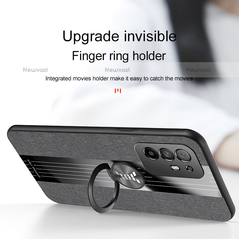 Ultra-thin Silicone Gel Soft Case Cover with Magnetic Finger Ring Stand X03L for Oppo A95 5G
