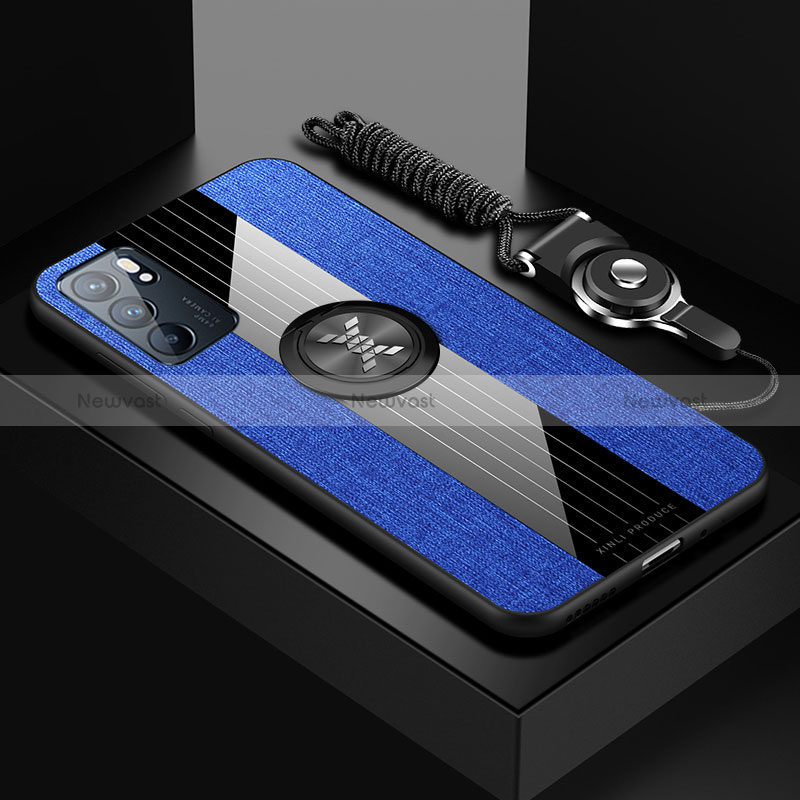 Ultra-thin Silicone Gel Soft Case Cover with Magnetic Finger Ring Stand X03L for Oppo Reno6 5G