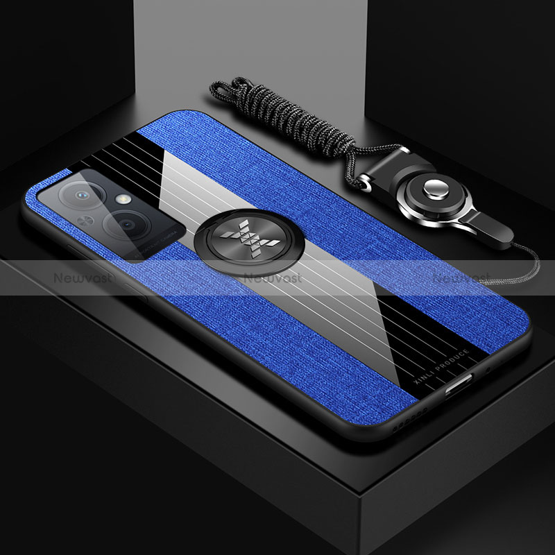 Ultra-thin Silicone Gel Soft Case Cover with Magnetic Finger Ring Stand X03L for Oppo Reno7 Lite 5G