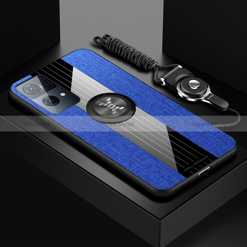 Ultra-thin Silicone Gel Soft Case Cover with Magnetic Finger Ring Stand X03L for Oppo Reno7 Pro 5G
