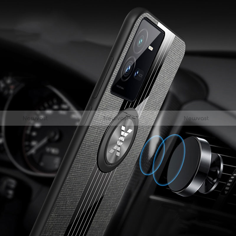 Ultra-thin Silicone Gel Soft Case Cover with Magnetic Finger Ring Stand X03L for Vivo iQOO 10 Pro 5G