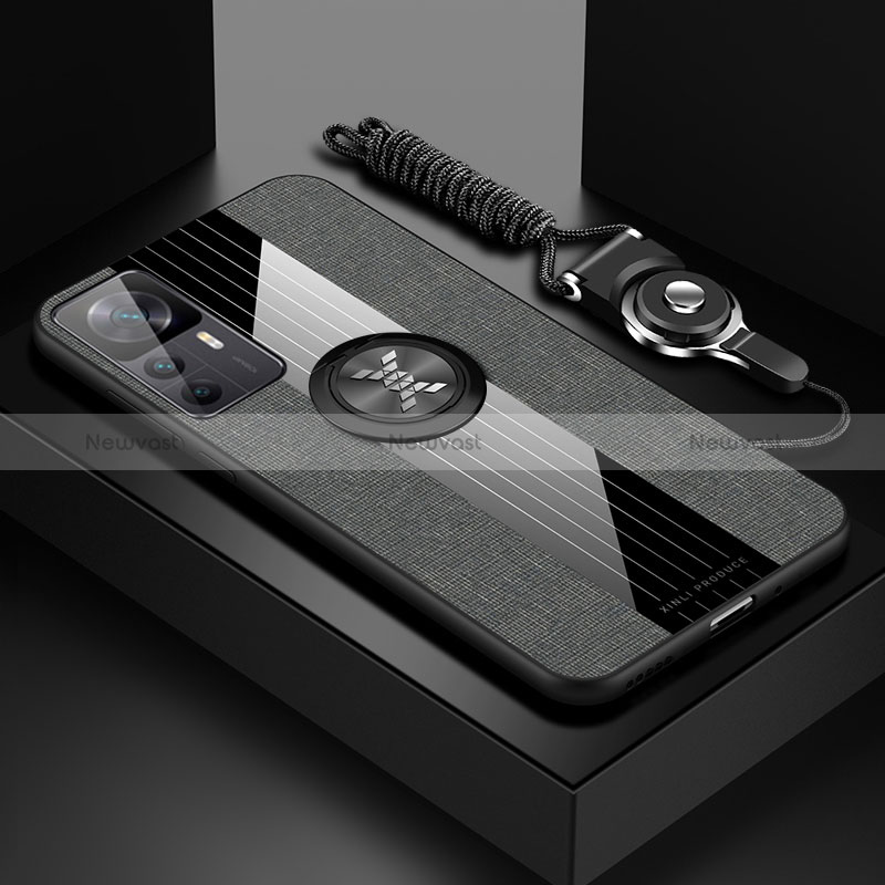 Ultra-thin Silicone Gel Soft Case Cover with Magnetic Finger Ring Stand X03L for Xiaomi Mi 12T Pro 5G Gray