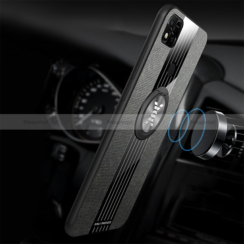 Ultra-thin Silicone Gel Soft Case Cover with Magnetic Finger Ring Stand X03L for Xiaomi Redmi 10A 4G