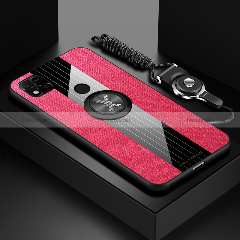 Ultra-thin Silicone Gel Soft Case Cover with Magnetic Finger Ring Stand X03L for Xiaomi Redmi 9 India