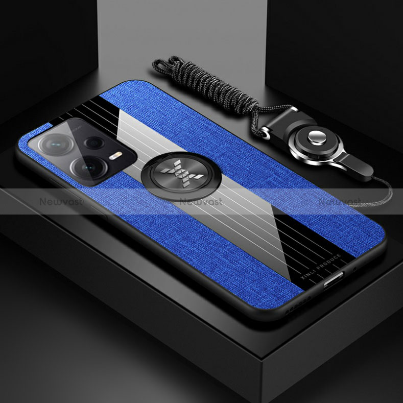 Ultra-thin Silicone Gel Soft Case Cover with Magnetic Finger Ring Stand X03L for Xiaomi Redmi Note 12 Pro 5G