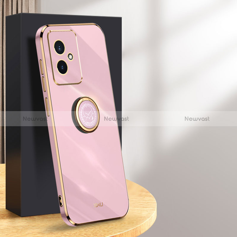 Ultra-thin Silicone Gel Soft Case Cover with Magnetic Finger Ring Stand XL1 for Huawei Honor 100 5G Clove Purple