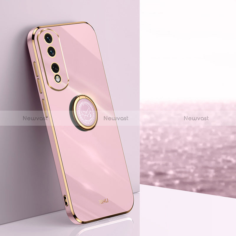 Ultra-thin Silicone Gel Soft Case Cover with Magnetic Finger Ring Stand XL1 for Huawei Honor 90 Pro 5G