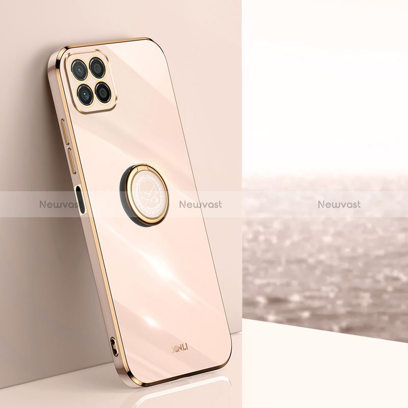 Ultra-thin Silicone Gel Soft Case Cover with Magnetic Finger Ring Stand XL1 for Huawei Honor X8a 5G Rose Gold