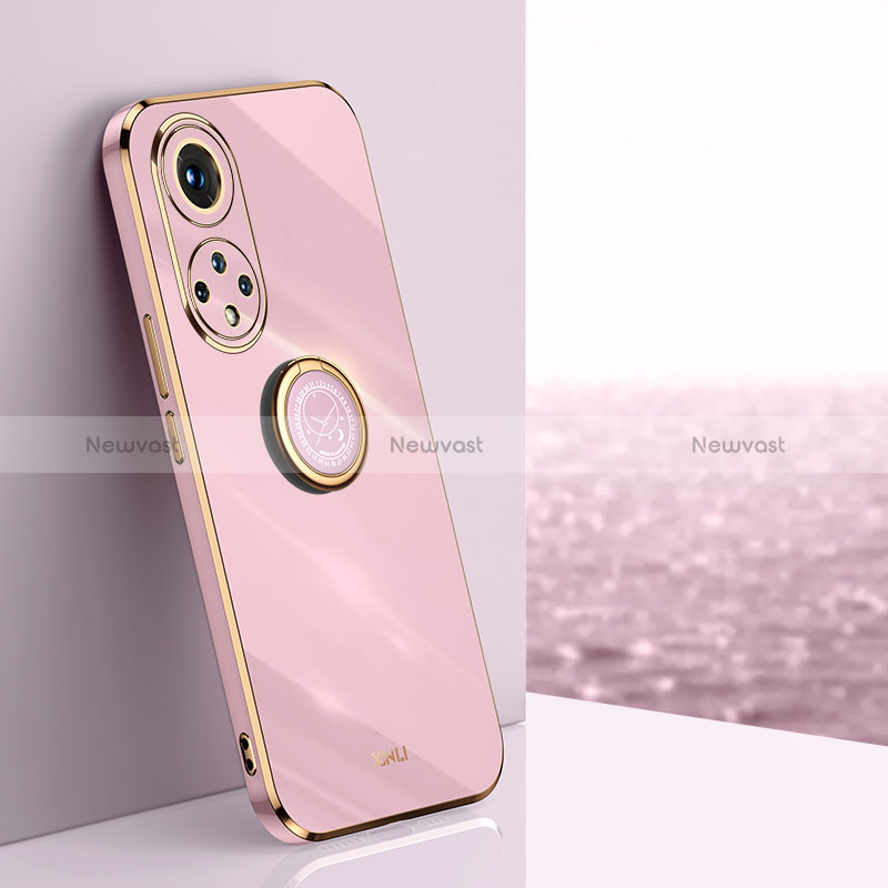 Ultra-thin Silicone Gel Soft Case Cover with Magnetic Finger Ring Stand XL1 for Huawei Nova 9 Pro