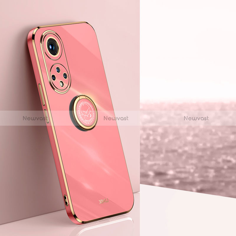 Ultra-thin Silicone Gel Soft Case Cover with Magnetic Finger Ring Stand XL1 for Huawei Nova 9 Pro