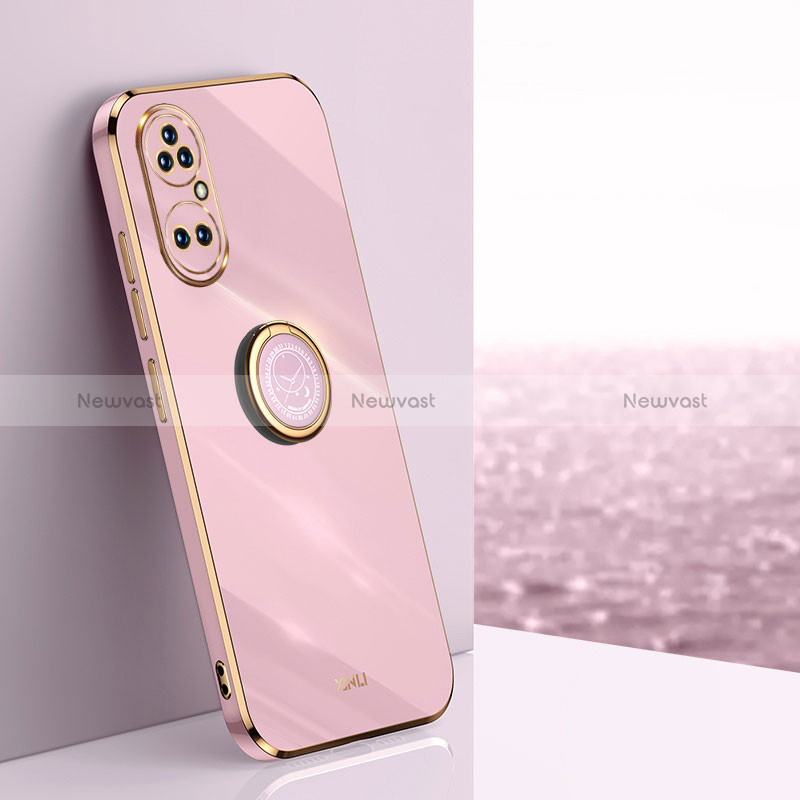 Ultra-thin Silicone Gel Soft Case Cover with Magnetic Finger Ring Stand XL1 for Huawei P50 Pro