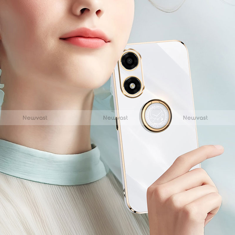 Ultra-thin Silicone Gel Soft Case Cover with Magnetic Finger Ring Stand XL1 for Oppo A2x 5G