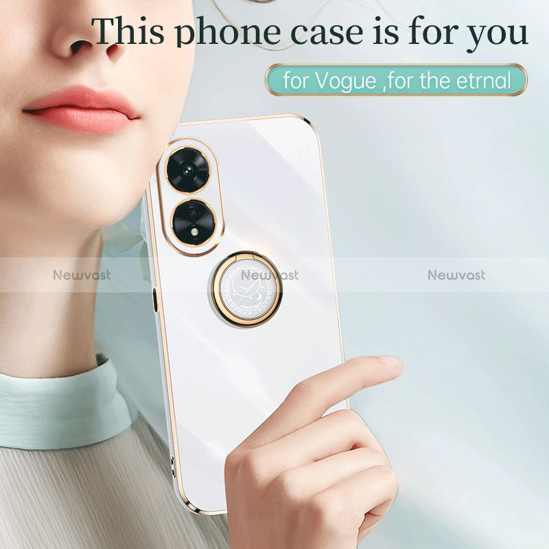 Ultra-thin Silicone Gel Soft Case Cover with Magnetic Finger Ring Stand XL1 for Oppo A38