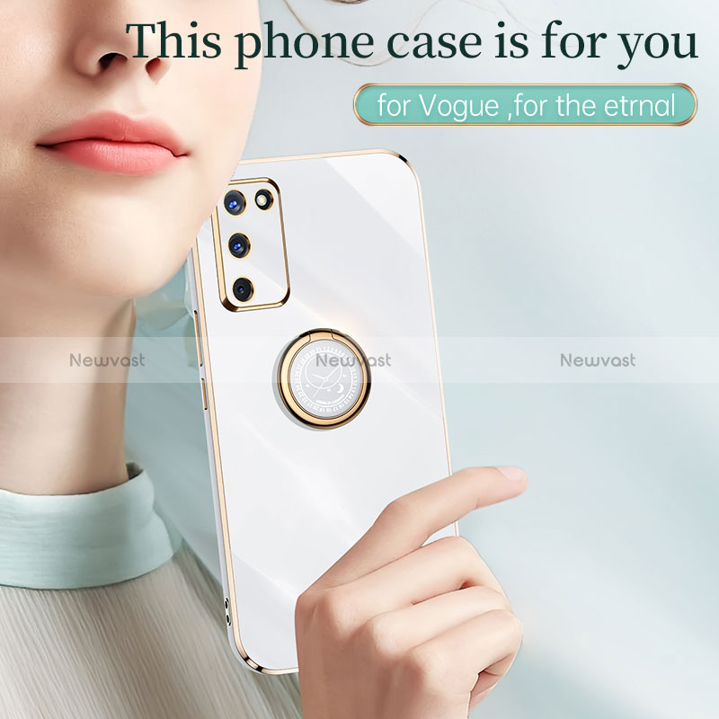 Ultra-thin Silicone Gel Soft Case Cover with Magnetic Finger Ring Stand XL1 for Oppo A56 5G