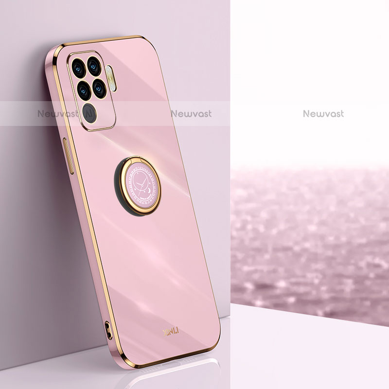 Ultra-thin Silicone Gel Soft Case Cover with Magnetic Finger Ring Stand XL1 for Oppo A94 4G