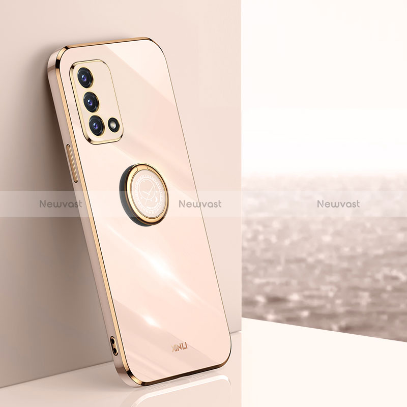 Ultra-thin Silicone Gel Soft Case Cover with Magnetic Finger Ring Stand XL1 for Oppo A95 4G Gold