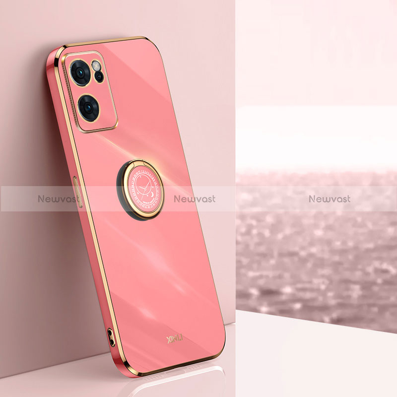 Ultra-thin Silicone Gel Soft Case Cover with Magnetic Finger Ring Stand XL1 for Oppo Find X5 Lite 5G