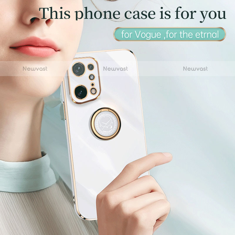 Ultra-thin Silicone Gel Soft Case Cover with Magnetic Finger Ring Stand XL1 for Oppo Find X5 Pro 5G