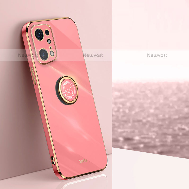 Ultra-thin Silicone Gel Soft Case Cover with Magnetic Finger Ring Stand XL1 for Oppo Find X5 Pro 5G