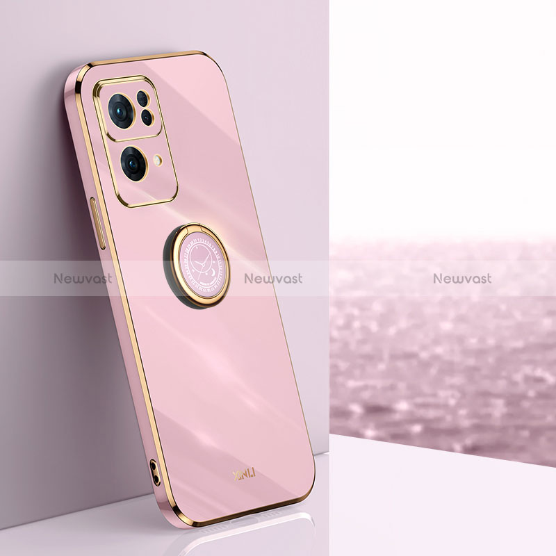 Ultra-thin Silicone Gel Soft Case Cover with Magnetic Finger Ring Stand XL1 for Oppo Reno7 Pro 5G