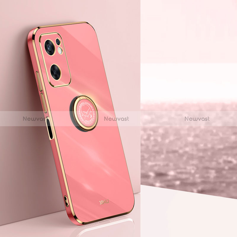 Ultra-thin Silicone Gel Soft Case Cover with Magnetic Finger Ring Stand XL1 for Oppo Reno7 SE 5G