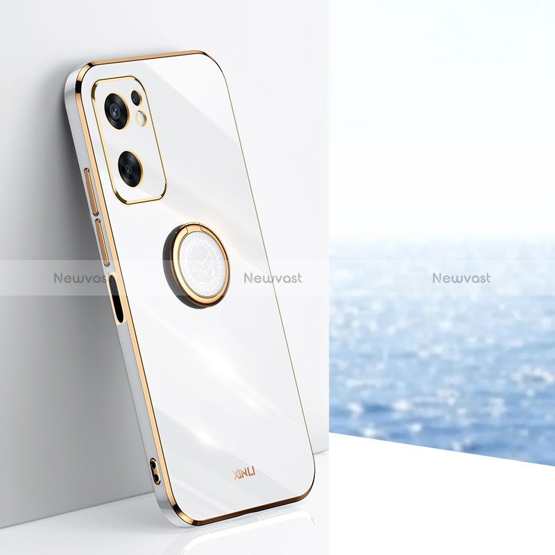 Ultra-thin Silicone Gel Soft Case Cover with Magnetic Finger Ring Stand XL1 for Oppo Reno7 SE 5G