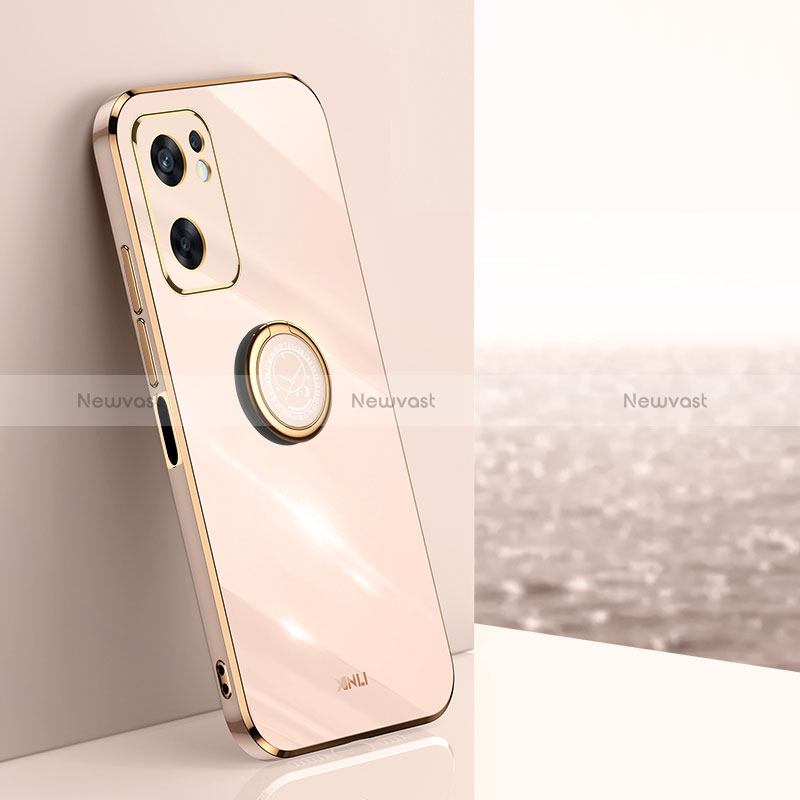 Ultra-thin Silicone Gel Soft Case Cover with Magnetic Finger Ring Stand XL1 for Oppo Reno7 SE 5G