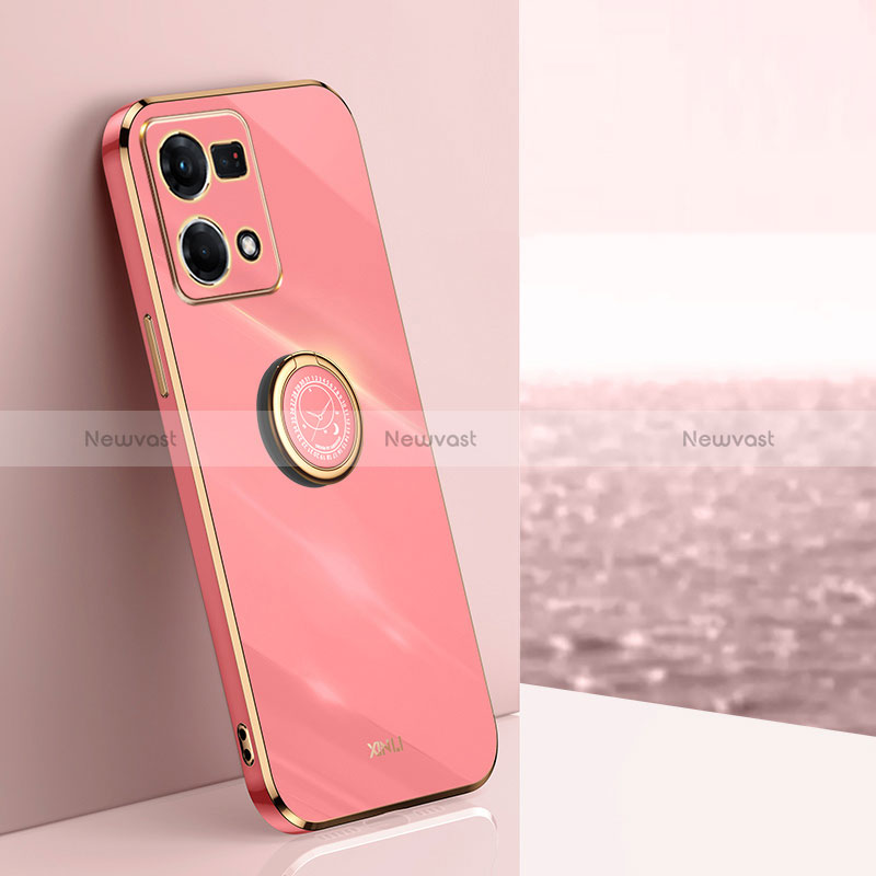 Ultra-thin Silicone Gel Soft Case Cover with Magnetic Finger Ring Stand XL1 for Oppo Reno8 4G