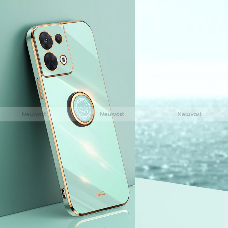 Ultra-thin Silicone Gel Soft Case Cover with Magnetic Finger Ring Stand XL1 for Oppo Reno8 5G