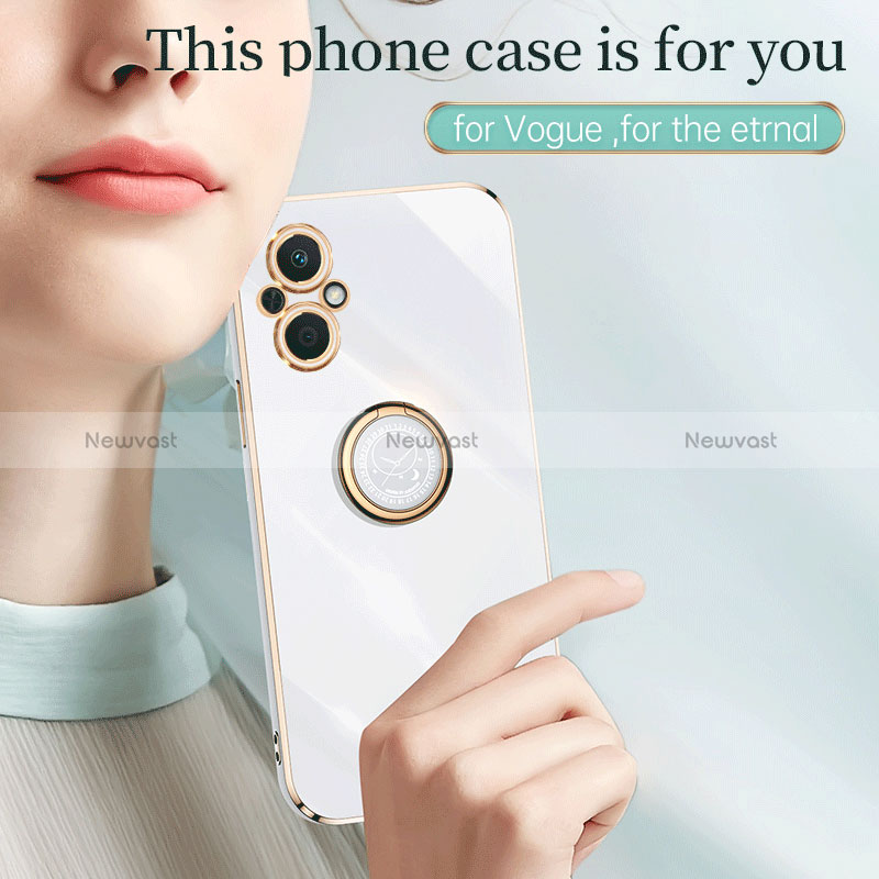 Ultra-thin Silicone Gel Soft Case Cover with Magnetic Finger Ring Stand XL1 for Oppo Reno8 Lite 5G