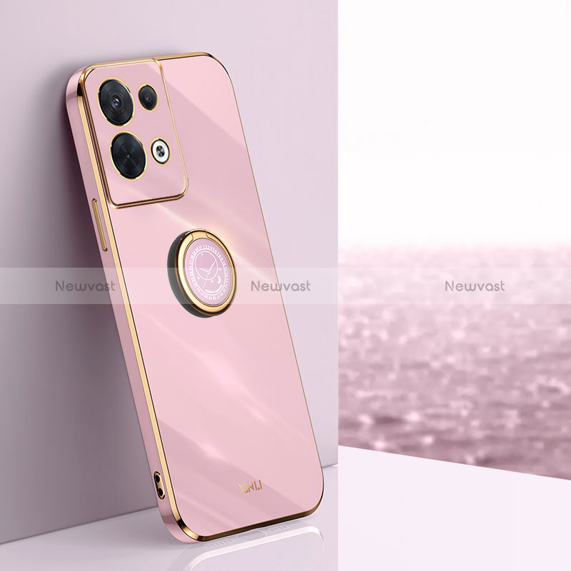Ultra-thin Silicone Gel Soft Case Cover with Magnetic Finger Ring Stand XL1 for Oppo Reno8 Pro 5G