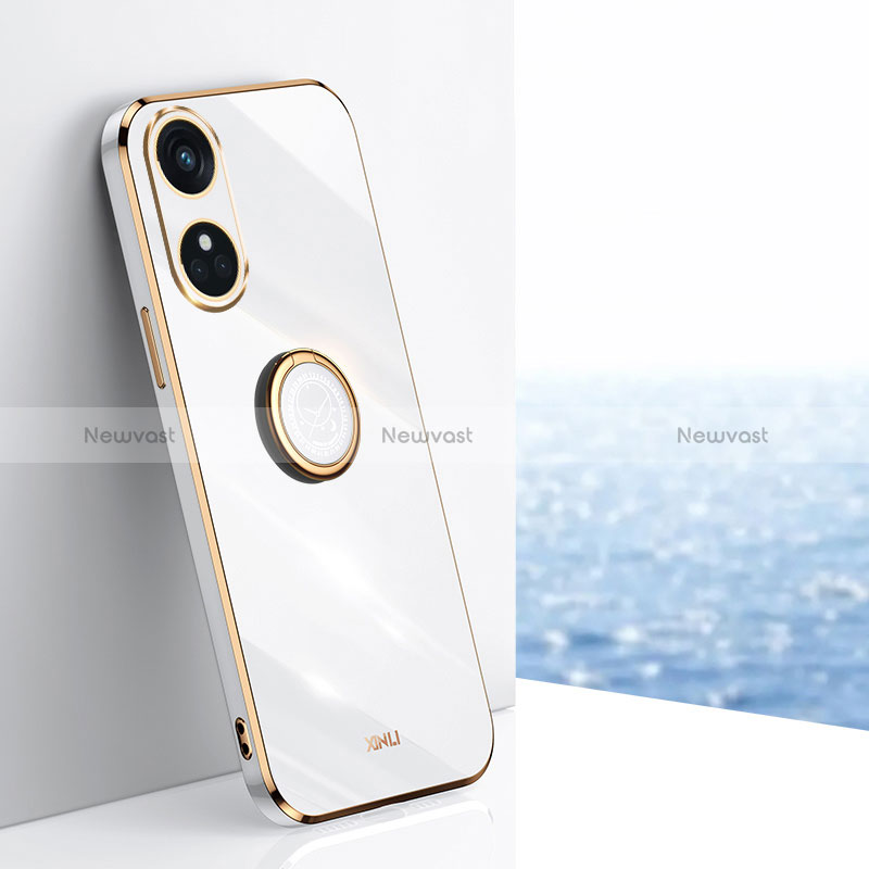 Ultra-thin Silicone Gel Soft Case Cover with Magnetic Finger Ring Stand XL1 for Oppo Reno8 T 4G